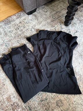 Cherokee Infinity Black Scrub Set Top & Pants